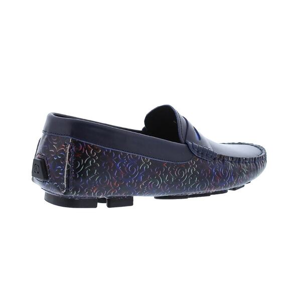 Robert Graham Bovina Men Driver Shoes Size 11.5 Navy Blue Leather Slip-On New - Picture 2 of 8